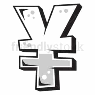 Graffiti japanese yen sign. PNG - JPG and vector EPS file formats (infinitely scalable). Image isolated on transparent background.