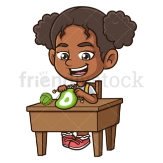 Black girl knitting. PNG - JPG and vector EPS (infinitely scalable).