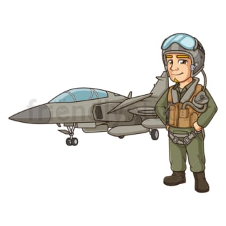 Cartoon jet fighter pilot. PNG - JPG and vector EPS (infinitely scalable).