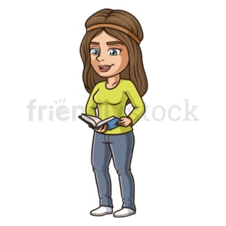 Chill girl reading book. PNG - JPG and vector EPS (infinitely scalable).