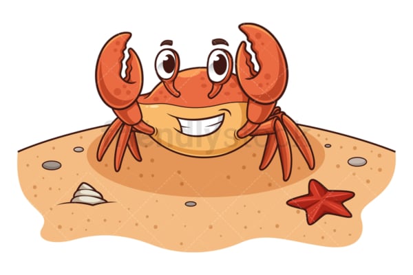 Crab on beach sand. PNG - JPG and vector EPS (infinitely scalable).