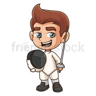Little boy fencing. PNG - JPG and vector EPS (infinitely scalable).