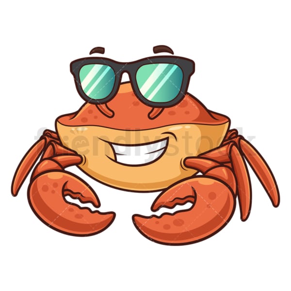 Crab wearing sunglasses. PNG - JPG and vector EPS (infinitely scalable).