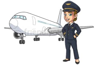 Female airline pilot passenger plane. PNG - JPG and vector EPS (infinitely scalable).