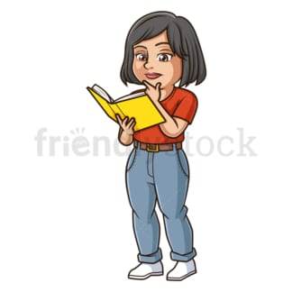 Middle-Aged woman reading book. PNG - JPG and vector EPS (infinitely scalable).
