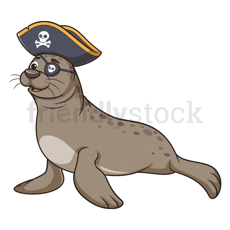 Sea Lion Pirate Cartoon Clipart Vector - FriendlyStock