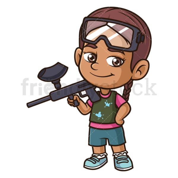 Hispanic Girl Playing Paintball Cartoon Clipart Vector FriendlyStock
