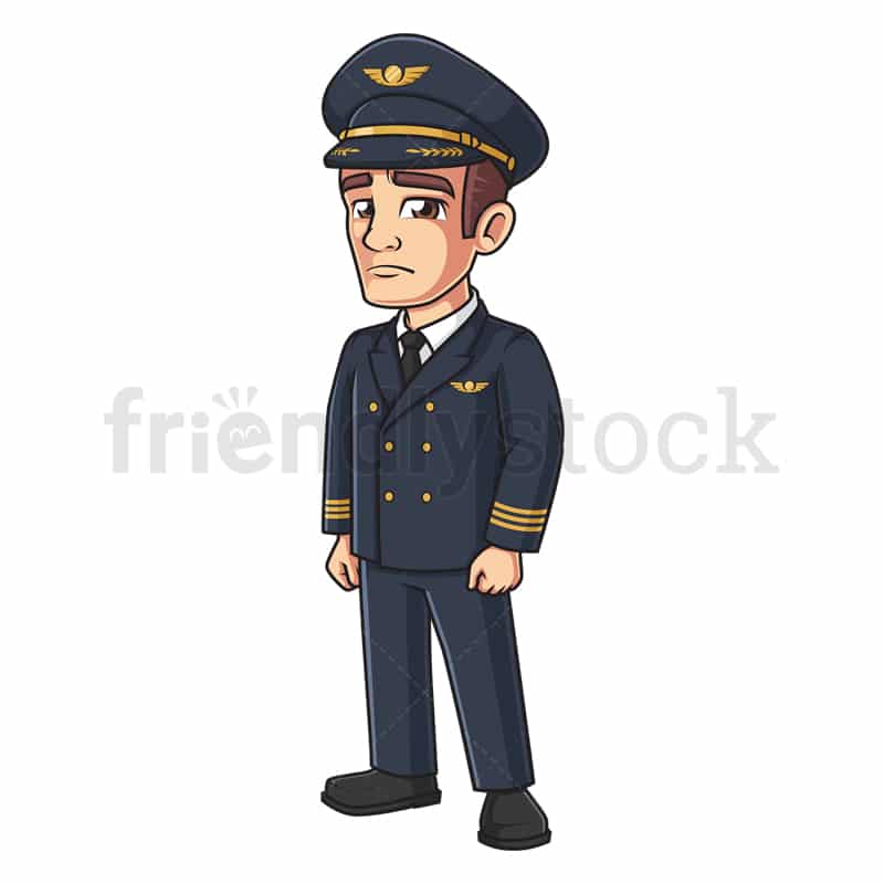 Sad Male Airline Pilot Cartoon Clipart Vector - FriendlyStock