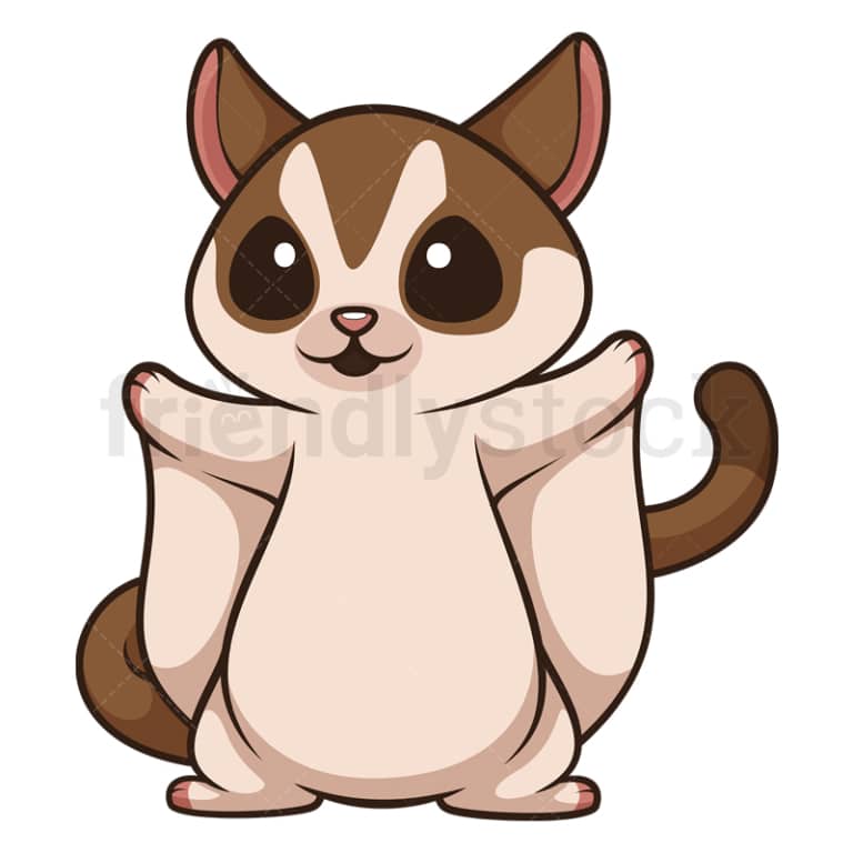 Chibi Kawaii Sugar Glider Cartoon Clipart Vector FriendlyStock