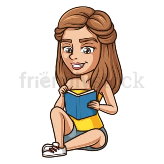 Young woman reading book. PNG - JPG and vector EPS (infinitely scalable).