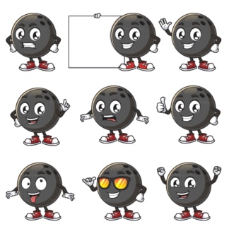Bowling ball cartoon character. PNG - JPG and infinitely scalable vector EPS - on white or transparent background.