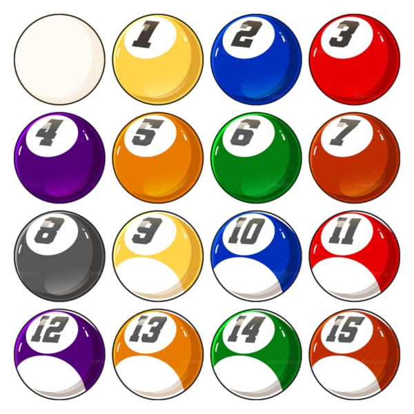 Cartoon pool balls. PNG - JPG and vector EPS file formats (infinitely scalable). Image isolated on transparent background.