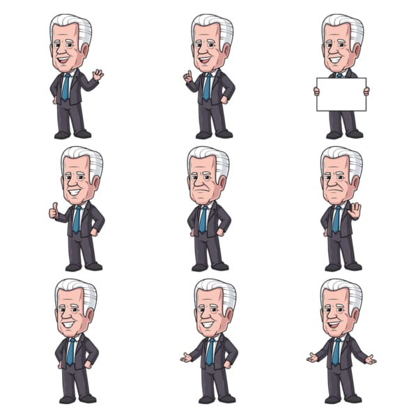 Joe biden cartoon character. PNG - JPG and infinitely scalable vector EPS - on white or transparent background.