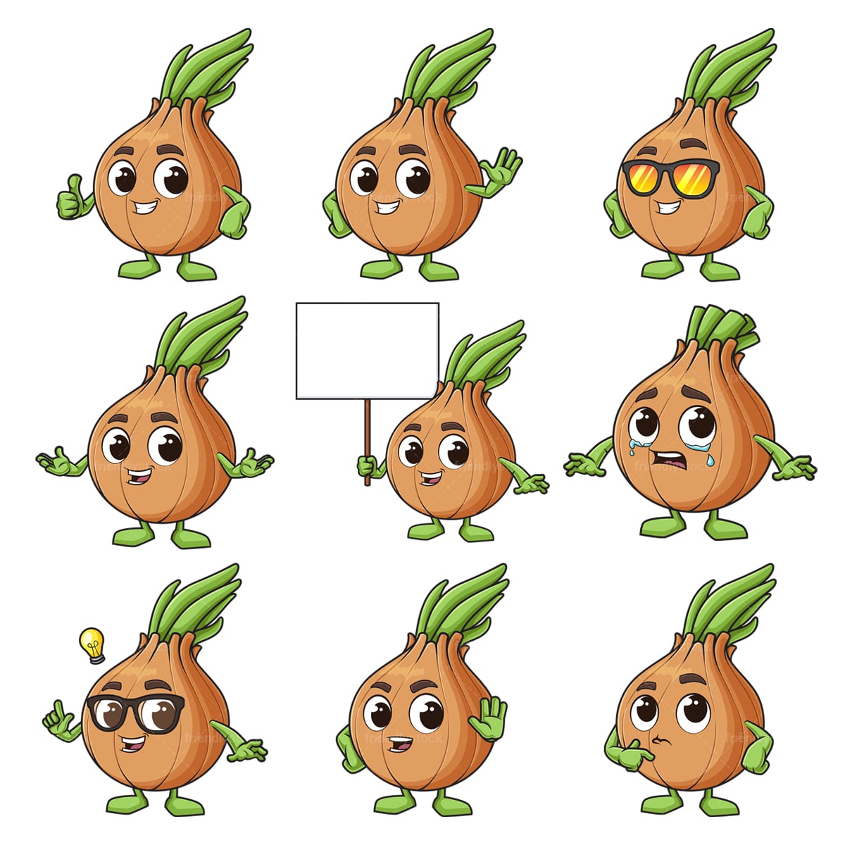 Onion Cartoon Character Vector Clip Art Stock Illustrations - FriendlyStock