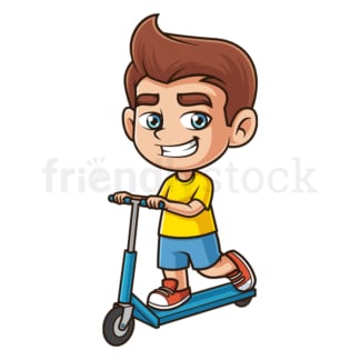 Cartoon boy riding scooter. PNG - JPG and vector EPS (infinitely scalable).