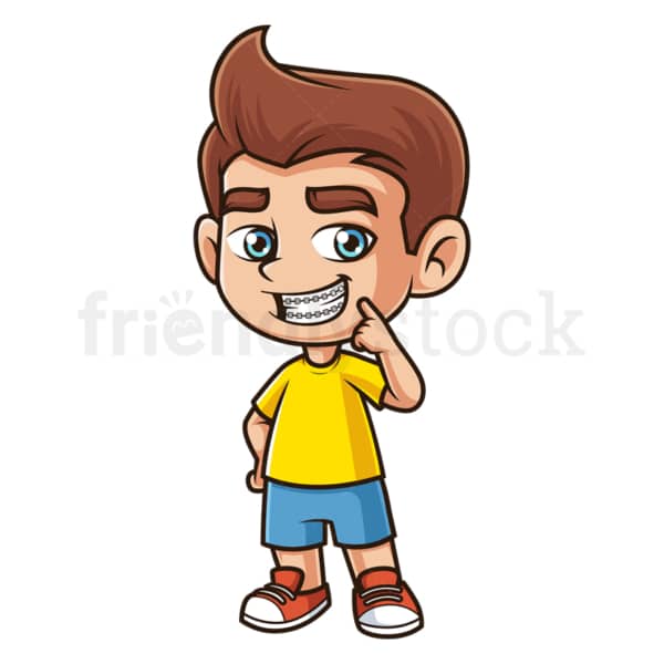 Cartoon boy wearing braces. PNG - JPG and vector EPS (infinitely scalable).