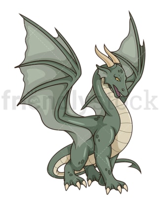 Cartoon fierce green dragon. PNG - JPG and vector EPS file formats (infinitely scalable). Image isolated on transparent background.