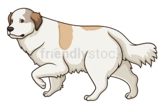 Cartoon great pyrenees walking. PNG - JPG and vector EPS (infinitely scalable).