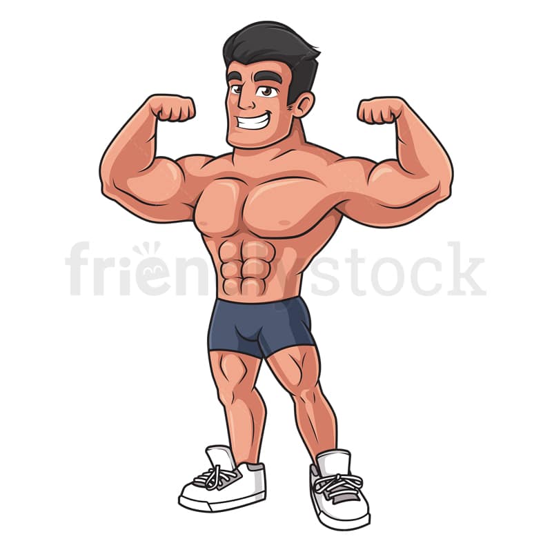 Cartoon Muscular Man Flexing Vector Clipart - FriendlyStock