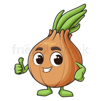 Cartoon onion mascot thumbs up. PNG - JPG and vector EPS (infinitely scalable).