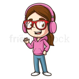 Nerdy girl with headphones. PNG - JPG and vector EPS (infinitely scalable).