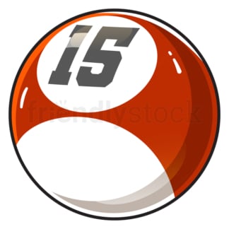 Cartoon billiard ball number 15. PNG - JPG and vector EPS file formats (infinitely scalable). Image isolated on transparent background.