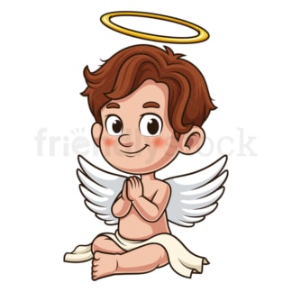 Cartoon angel praying. PNG - JPG and vector EPS (infinitely scalable).