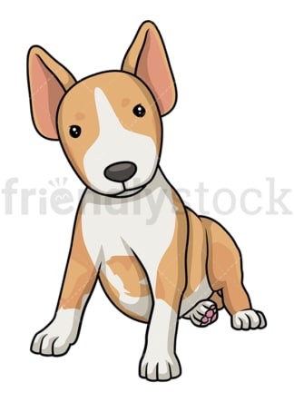 Cartoon cute bull terrier dog puppy. PNG - JPG and vector EPS file formats (infinitely scalable). Image isolated on transparent background.