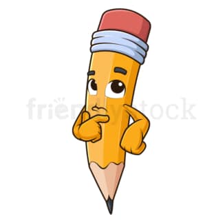 Cartoon pencil thinking. PNG - JPG and vector EPS (infinitely scalable).