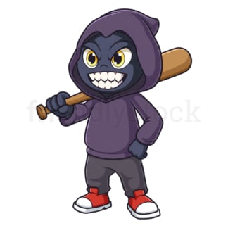 Evil cartoon character holding bat. PNG - JPG and vector EPS (infinitely scalable).
