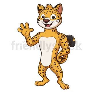 Friendly jaguar waving. PNG - JPG and vector EPS (infinitely scalable).