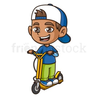 Hispanic boy on electric scooter. PNG - JPG and vector EPS (infinitely scalable).