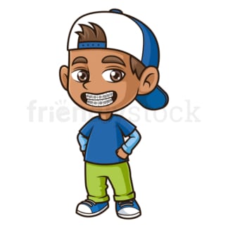 Hispanic boy wearing braces. PNG - JPG and vector EPS (infinitely scalable).
