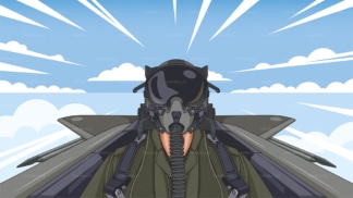 Cartoon jet fighter pilot on cockpit. PNG - JPG and vector EPS file formats (infinitely scalable). Image isolated on transparent background.
