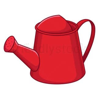 Cartoon red watering can. PNG - JPG and vector EPS file formats (infinitely scalable). Image isolated on transparent background.