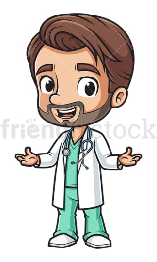 Cartoon bearded male doctor. PNG - JPG and vector EPS file formats (infinitely scalable). Image isolated on transparent background.