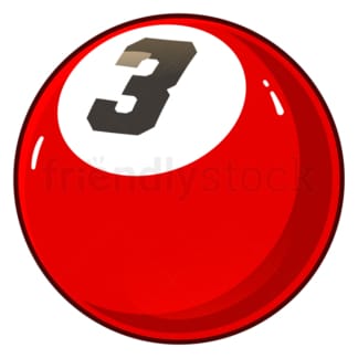 Cartoon billiard ball number 3. PNG - JPG and vector EPS file formats (infinitely scalable). Image isolated on transparent background.