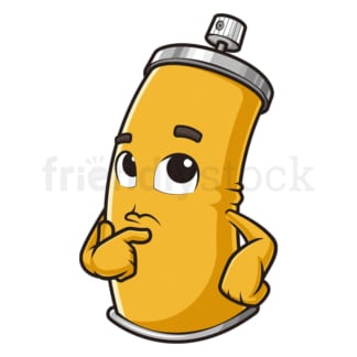 Cartoon spray can thinking. PNG - JPG and vector EPS (infinitely scalable).