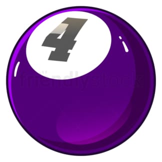 Cartoon billiard ball number 4. PNG - JPG and vector EPS file formats (infinitely scalable). Image isolated on transparent background.