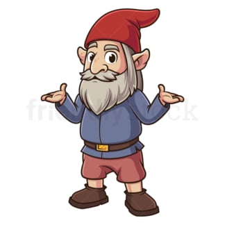 Cartoon gnome shrugging. PNG - JPG and vector EPS (infinitely scalable).