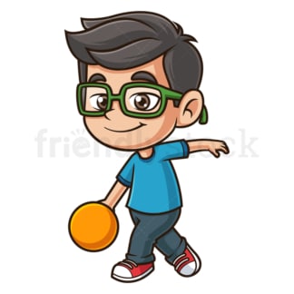 Cartoon kid bowling. PNG - JPG and vector EPS (infinitely scalable).