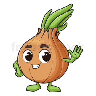 Cartoon onion waving. PNG - JPG and vector EPS (infinitely scalable).