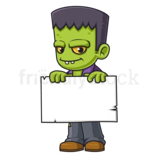 Frankenstein holding blank billboard. PNG - JPG and vector EPS (infinitely scalable).