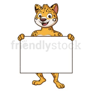 Jaguar holding blank sign. PNG - JPG and vector EPS (infinitely scalable).