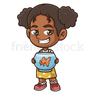 Black girl with fish bowl. PNG - JPG and vector EPS (infinitely scalable).