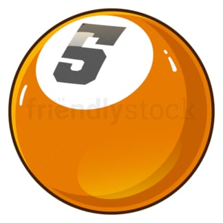 Cartoon billiard ball number 5. PNG - JPG and vector EPS file formats (infinitely scalable). Image isolated on transparent background.