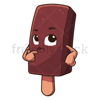Cartoon ice popsicle thinking. PNG - JPG and vector EPS file formats (infinitely scalable). Image isolated on transparent background.