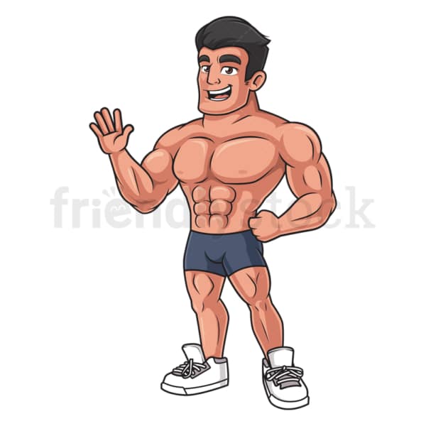 Muscular man waving. PNG - JPG and vector EPS (infinitely scalable).