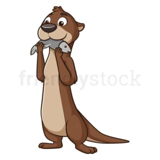 Otter eating fish. PNG - JPG and vector EPS (infinitely scalable).
