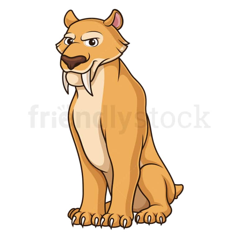 Sabertooth Sitting Cartoon Vector Image - FriendlyStock